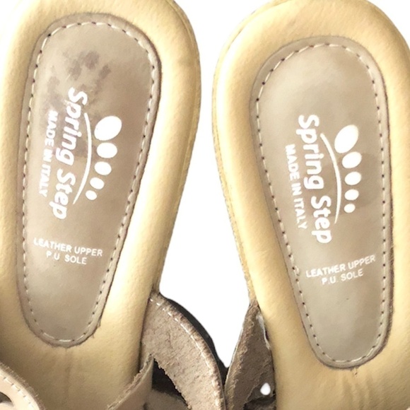 SPRING STEP Sandals Women's Size 9.5/10 Tan Neutral Leather Boho Shoe Heel - Picture 7 of 10